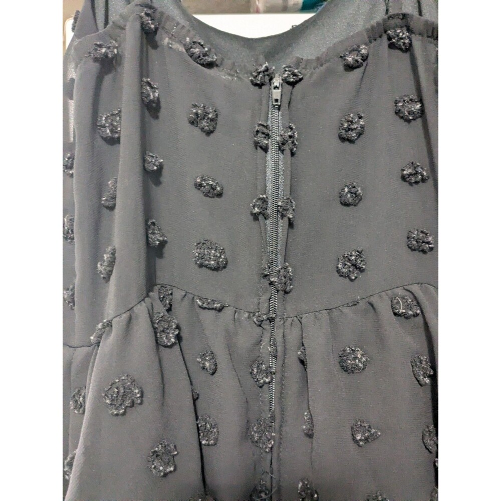 Mi Ami Black Tiered Polka Dot Spaghetti Strap Midi Dress XS - Picture 4 of 6